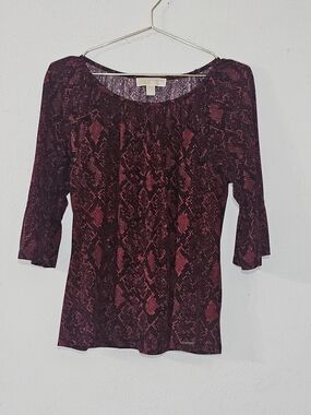 ​Michael Kors Women’s Snakeskin Blouse Top Sz S Animal Print Bell Sleeve MK